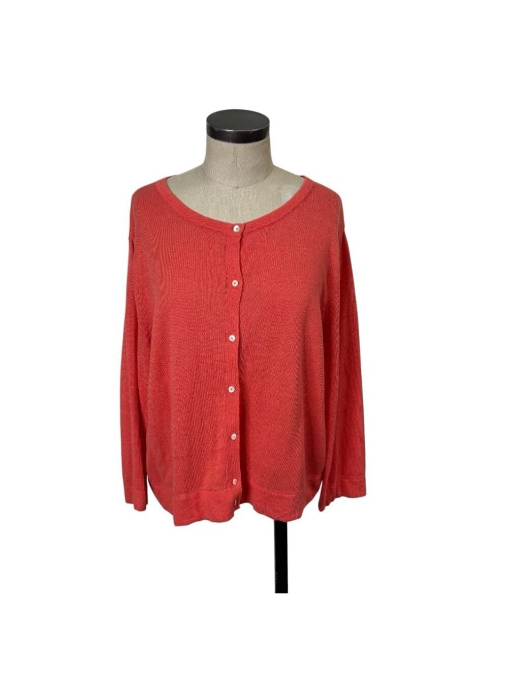 J Jill Linen Cardigan Sweater XL Orange